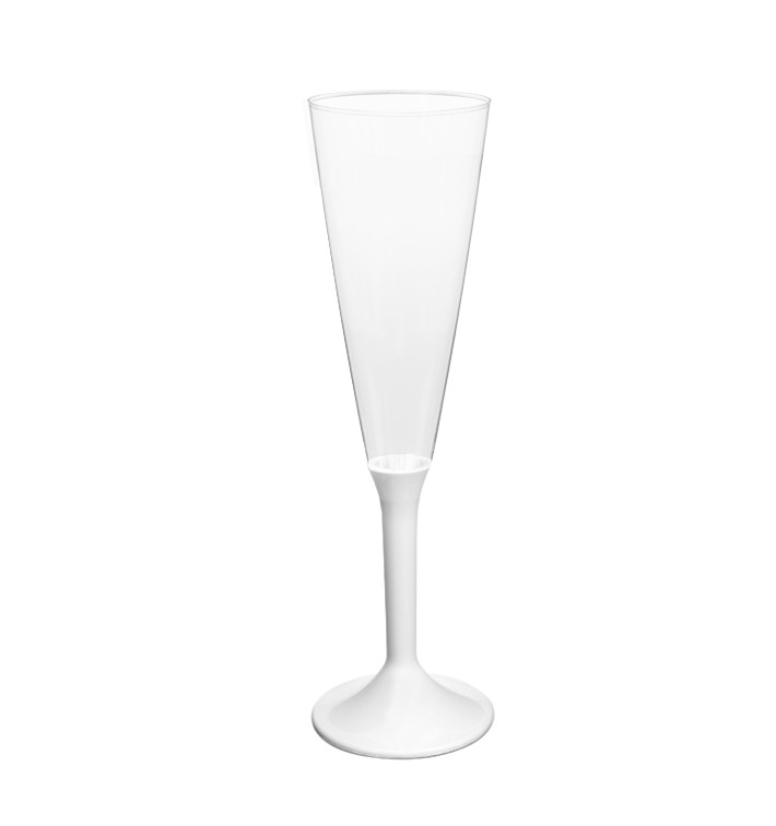 Plastic Stemmed Flute Sparkling Wine White 160ml 2P (40 Units)