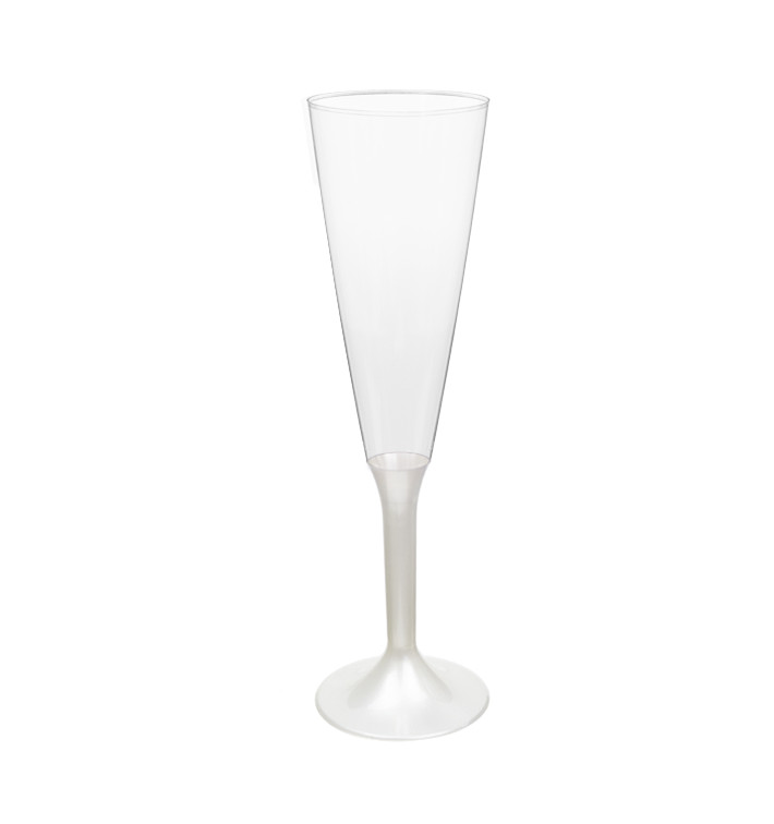 Plastic Stemmed Flute Sparkling Wine White Pearl 160ml 2P (40 Units) Plastic Stemmed Flute Sparkling Wine White Pearl 160ml 2P (40 Units)