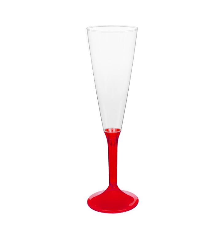 Plastic Stemmed Flute Sparkling Wine Red Clear 160ml 2P (40 Units) Plastic Stemmed Flute Sparkling Wine Red Clear 160ml 2P (40 Units)