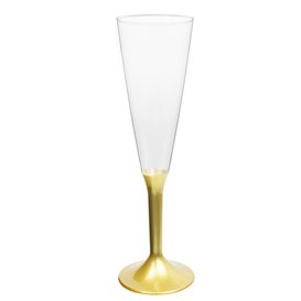 Plastic Stemmed Flute Sparkling Wine Gold 160ml 2P (40 Units)