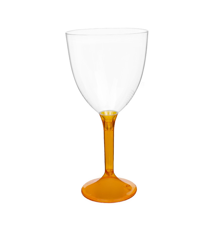 Plastic Stemmed Glass Wine Orange Clear Removable Stem 300ml (40 Units)