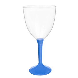 Plastic Stemmed Glass Wine Blue Mediterranean Removable Stem 300ml (200 Units)