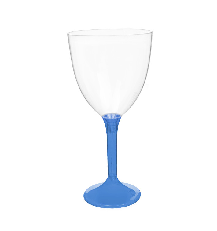 Plastic Stemmed Glass Wine Blue Clear Removable Stem 300ml (40 Units) Plastic Stemmed Glass Wine Blue Clear Removable Stem 300ml (40 Units)