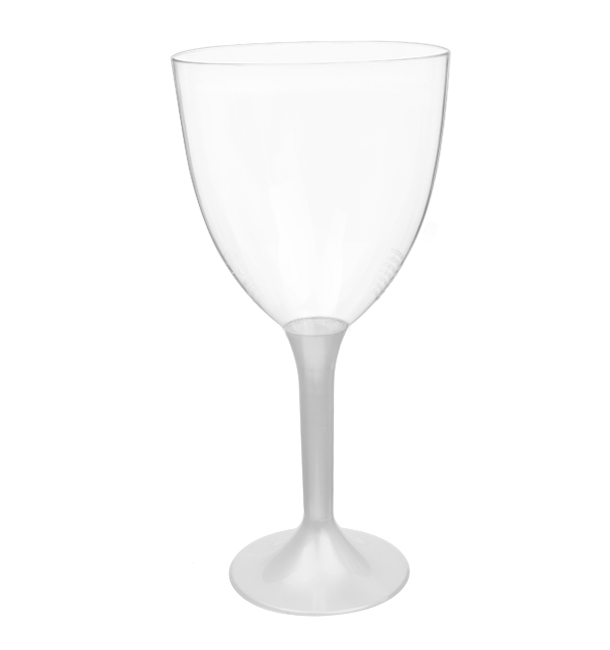 Plastic Stemmed Glass Wine White Pearl Removable Stem 300ml (200 Units)