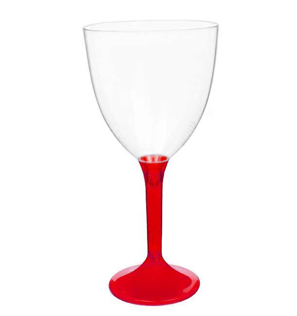 Plastic Stemmed Glass Wine Red Clear Removable Stem 300ml (200 Units)