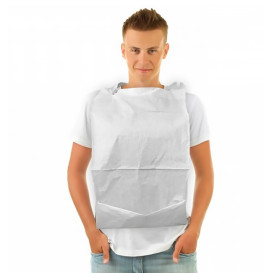 Disposable Adult Bib with Pocket White 36x65cm (125 Units)  