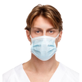 Disposable Surgical Mask Triple Layer with Straps Blue (50 Units)