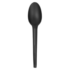 Cornstarch Spoon Biodegradable CPLA Black 16,5cm (25 Units)