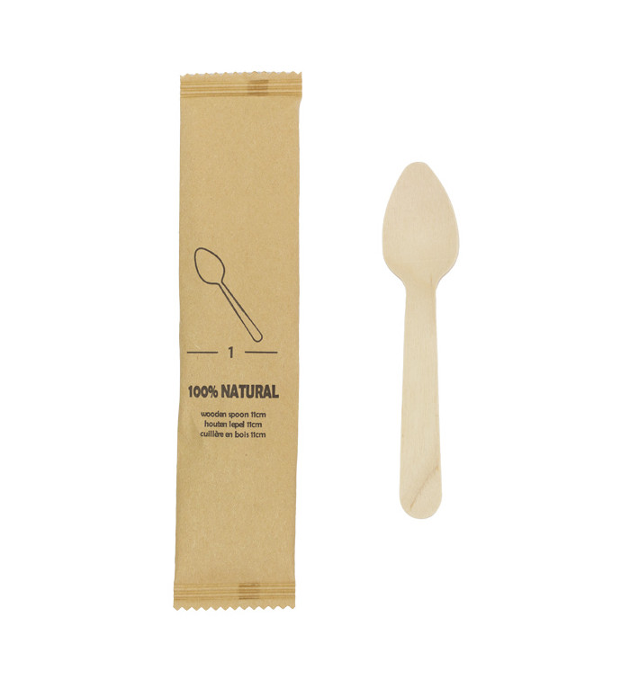Wooden Teaspoon Wrapped 11cm (25 pcs) Wooden Teaspoon Wrapped 11cm (25 pcs)