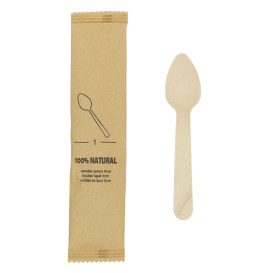 Wooden Teaspoon Wrapped 11cm (500 pcs)