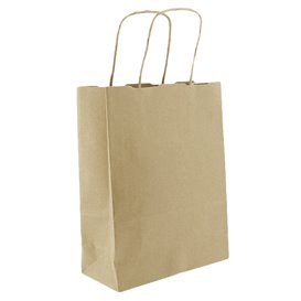 Paper Bag with Handles Kraft 100g/m² 18+8x24cm (450 Units)