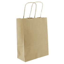 Paper Bag with Handles Kraft 100g/m² 18+8x24cm (450 Units)