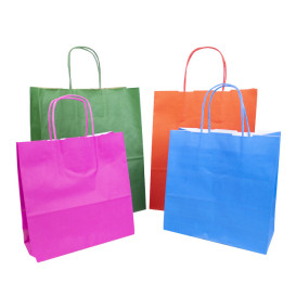 Paper Bag with Handles Kraft Red 100g/m² 25+11x31cm (250 Units)