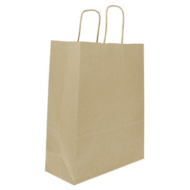 Paper Bag with Handles Kraft 100g/m² 25+11x31cm (250 Units)