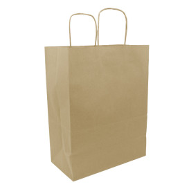 Paper Bag with Handles Kraft Brown 100g/m² 25+13x33cm (200 Units)