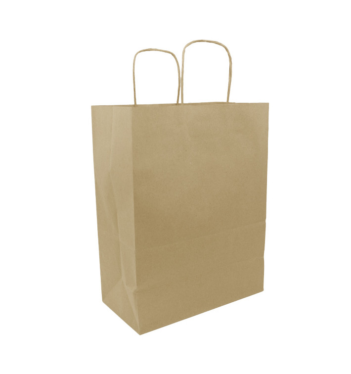 Paper Bag with Handles Kraft Brown 100g/m² 25+13x33cm (200 Units) Paper Bag with Handles Kraft Brown 100g/m² 25+13x33cm (200 Units)