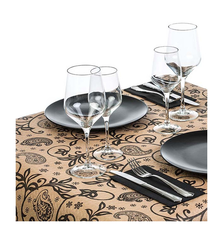 Pre-Cut Paper Tablecloth 1x1m "Cachemir" Kraft 1x1m (400 Units) Pre-Cut Paper Tablecloth 1x1m "Cachemir" Kraft 1x1m (400 Units)
