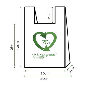 Plastic T-Shirt Bag 70% Recycled 30x40cm 50µm (100 Units) 