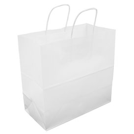 Paper Bag with Handles Kraft White 100g/m² 27+14x26cm (25 Units) 