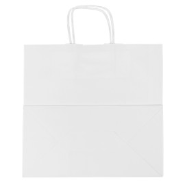 Paper Bag with Handles Kraft White 100g/m² 27+14x26cm (25 Units) 