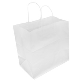Paper Bag with Handles Kraft White 80g/m² 30+18x29cm (25 Units) 