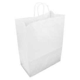 Paper Bag with Handles Kraft White 90g/m² 32+16x43cm (50 Units) 