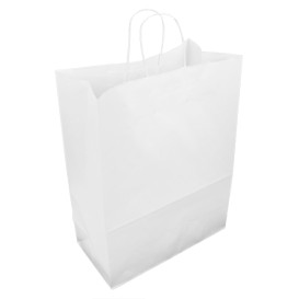 Paper Bag with Handles Kraft White 90g/m² 32+16x43cm (50 Units) 