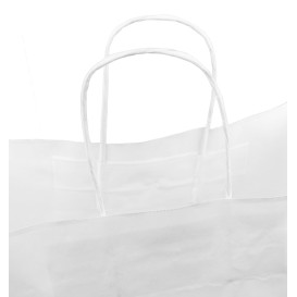 Paper Bag with Handles Kraft White 90g/m² 32+16x43cm (50 Units) 