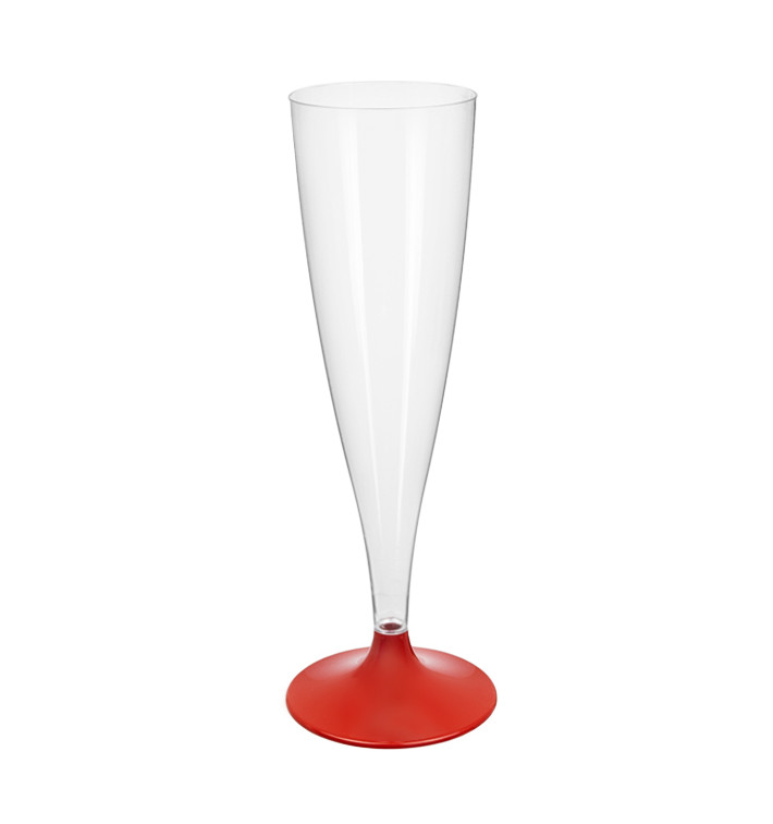 Plastic Stemmed Flute Sparkling Wine Red 140ml 2P (20 Units) Plastic Stemmed Flute Sparkling Wine Red 140ml 2P (20 Units)