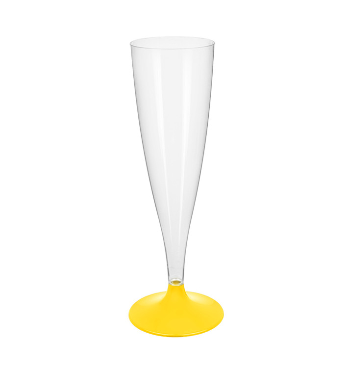 Plastic Stemmed Flute Sparkling Wine Yellow 140ml 2P (20 Units) Plastic Stemmed Flute Sparkling Wine Yellow 140ml 2P (20 Units)