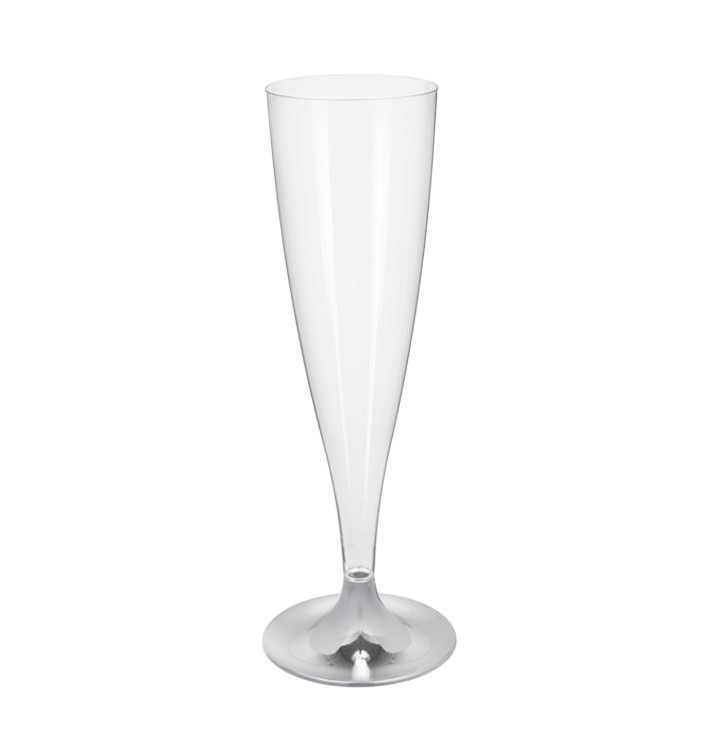 Plastic Stemmed Flute Sparkling Wine Silver Chrome 140ml 2P (20 Units) Plastic Stemmed Flute Sparkling Wine Silver Chrome 140ml 2P (20 Units)