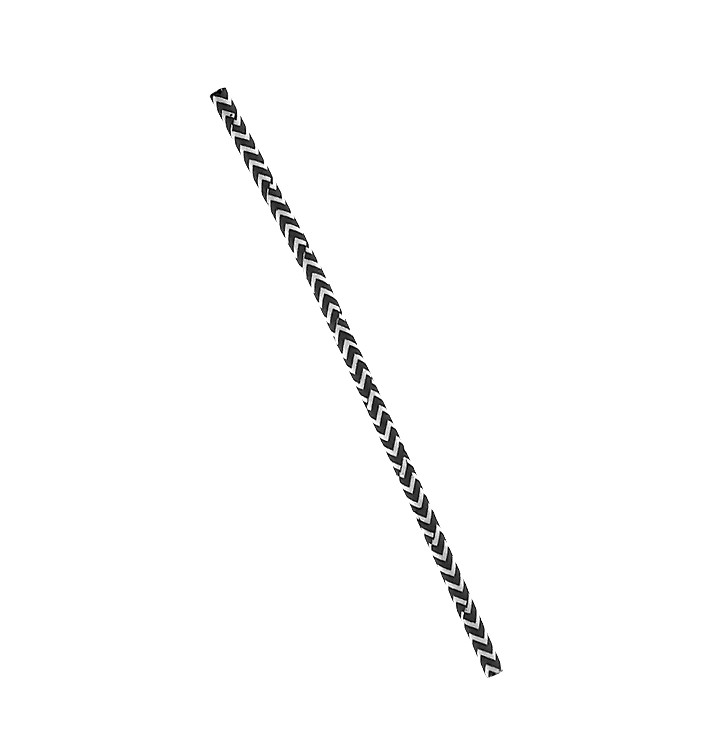 Paper Straw Straight Black and White Ø0,6cm 20cm (100 Units) 