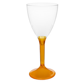 Plastic Stemmed Glass Wine Orange Clear Removable Stem 180ml (40 Units)