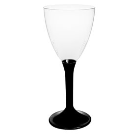 Plastic Stemmed Glass Wine Black Removable Stem 180ml (200 Units)