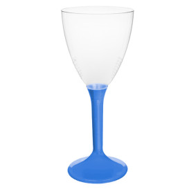 Plastic Stemmed Glass Wine Blue Mediterranean Removable Stem 180ml (40 Units)