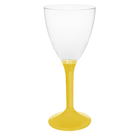 Plastic Stemmed Glass Wine Yellow Removable Stem 180ml (40 Units)