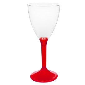 Plastic Stemmed Glass Wine Red Clear Removable Stem 180ml (40 Units)