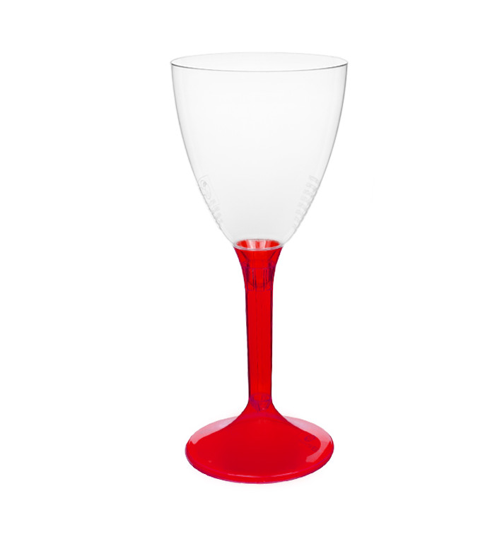 Plastic Stemmed Glass Wine Red Clear Removable Stem 180ml (40 Units) Plastic Stemmed Glass Wine Red Clear Removable Stem 180ml (40 Units)