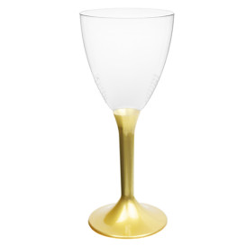 Plastic Stemmed Glass Wine Gold Removable Stem 180ml (40 Units)