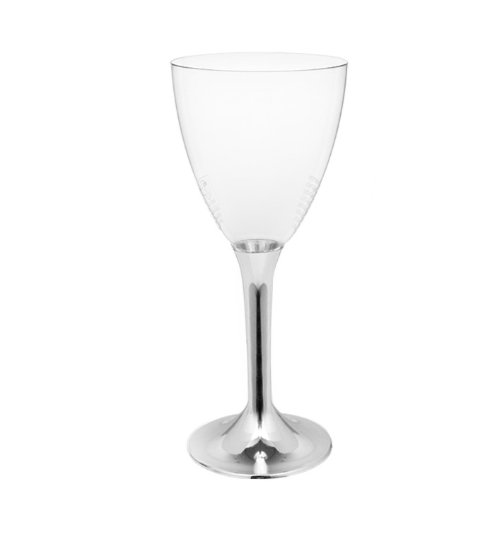 Plastic Stemmed Glass Wine Silver Chrome Removable Stem 180ml (200 Units) Plastic Stemmed Glass Wine Silver Chrome Removable Stem 180ml (200 Units)