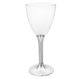 Plastic Stemmed Glass Wine Niquel Chrome Removable Stem 180ml (200 Units)