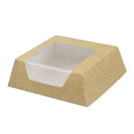 Paper Cake Box with Window Kraft 12x12x4cm (25 Units) 