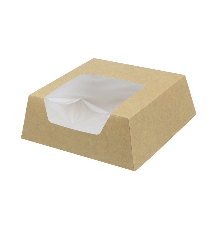 Paper Cake Box with Window Kraft 14x14x5cm (250 Units)