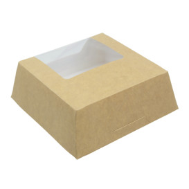 Paper Cake Box with Window Kraft 14x14x5cm (250 Units)