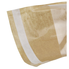 Paper Food Bag Kraft and window Autoseal 14x16cm (100 Units)