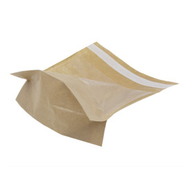 Paper Food Bag Kraft and window Autoseal 14x16cm (100 Units)