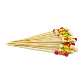 Bamboo Food Pick Yellow Design 12cm (100 Units) 