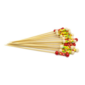 Bamboo Food Pick Yellow Design 12cm (100 Units) 