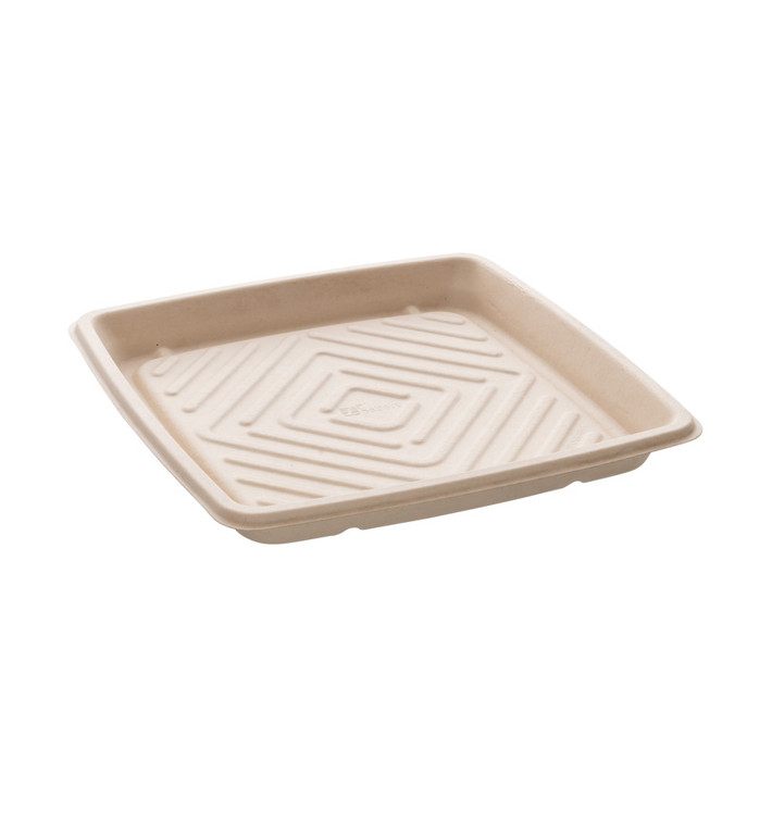 Sugarcane Tray Square Shape Natural 27x27cm (5 Units) Sugarcane Tray Square Shape Natural 27x27cm (5 Units)