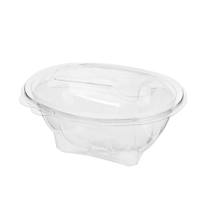 Plastic Salad Bowl APET shape with Fork 750ml 19x14x9,5cm (300 Units) Plastic Salad Bowl APET shape with Fork 750ml 19x14x9,5cm (300 Units)